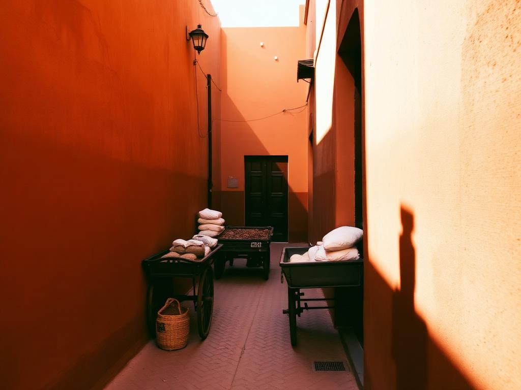 A narrow alley in the Marrakech medina in the afternoon